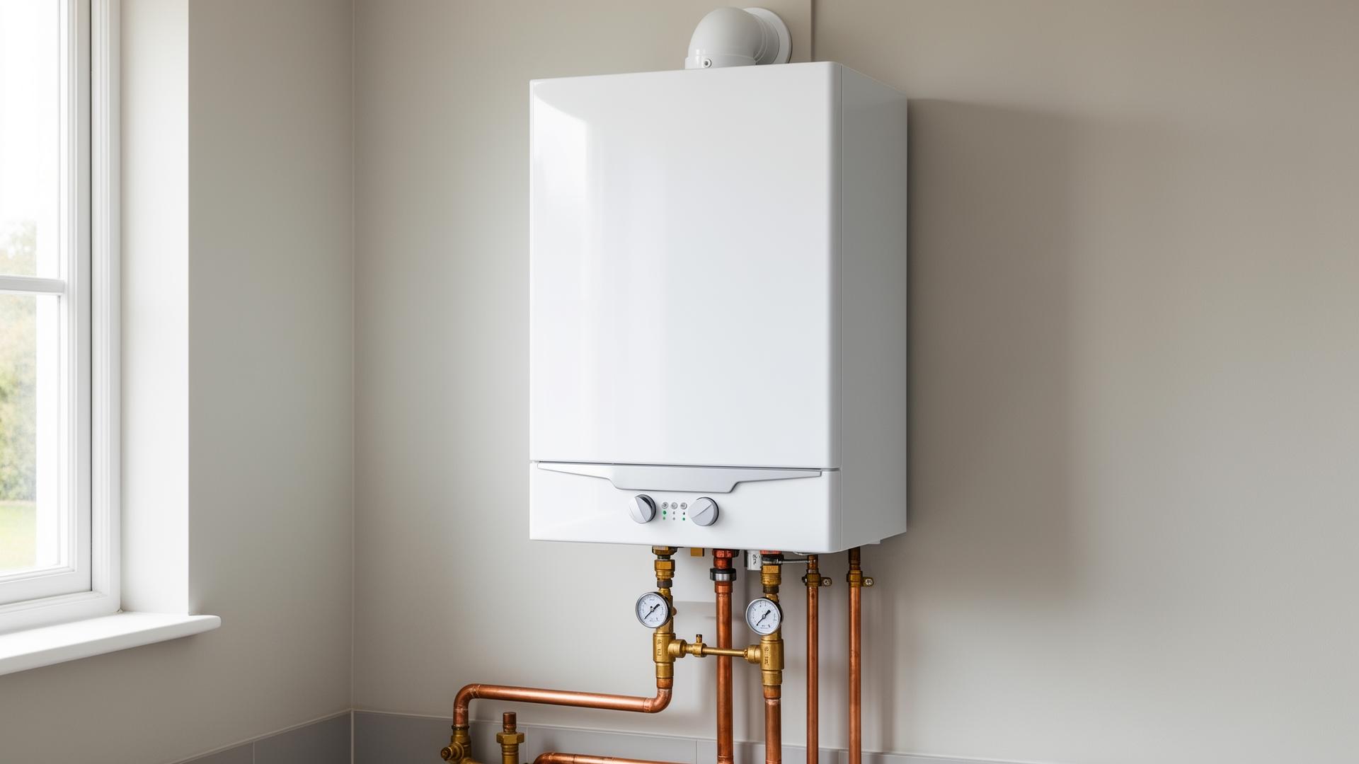 Modern wall-mounted gas boiler installation